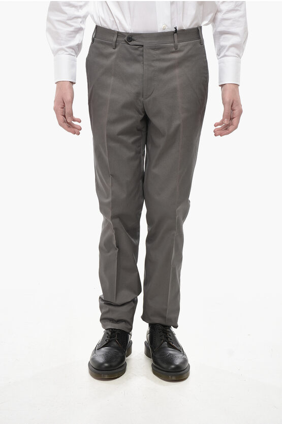 Corneliani Cotton Trousers With Belt Loops In Gray