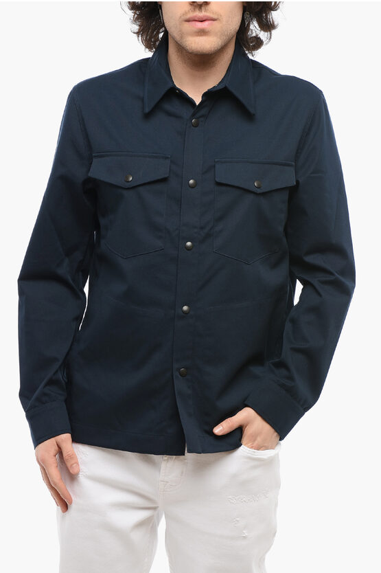 DEPARTMENT 5 COTTON TWILL BLEND COLOR OVERSHIRT WITH SNAP BUTTONS