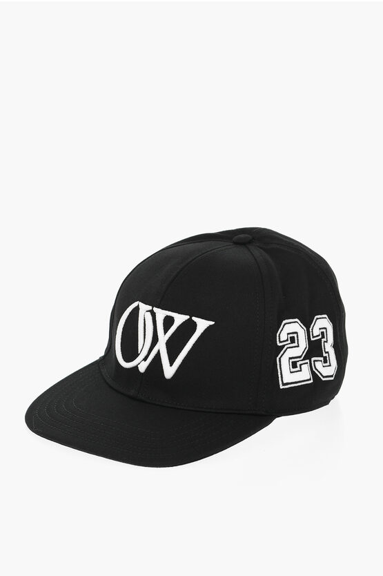 Off-white Cotton Twill Boxy Cap With Maxi Frontal Monogram