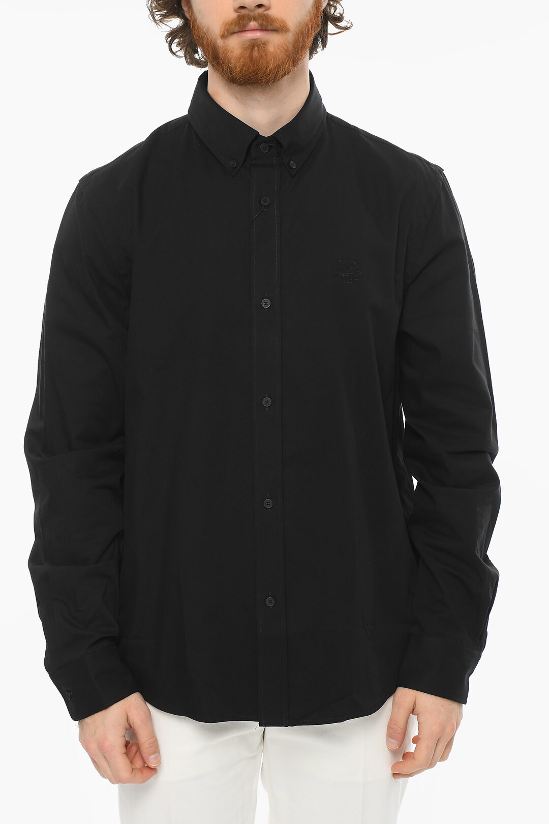 Kenzo Cotton-twill Button-down Shirt with TIGER CREST Logo Patch men ...