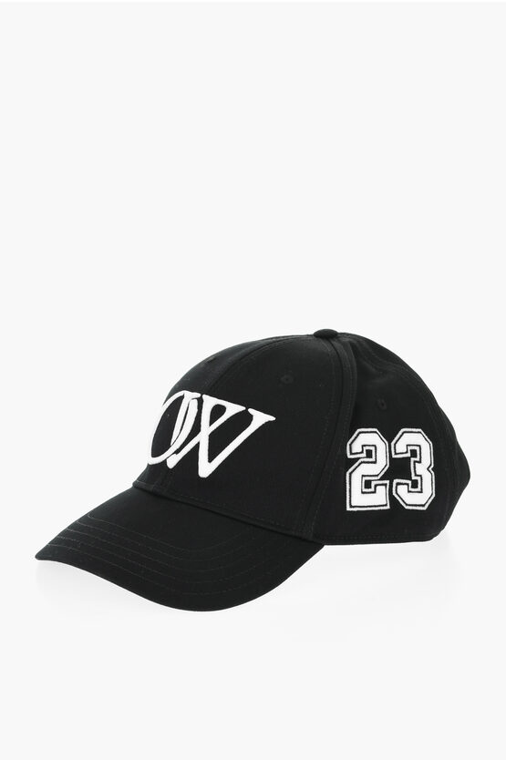 Off-white Cotton Twill Cap With Embossed Details