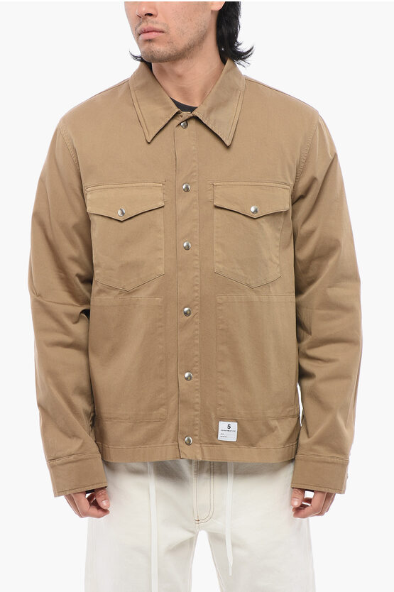 Department Five Cotton Twill Dragon Utility Overshirt With Snap Buttons