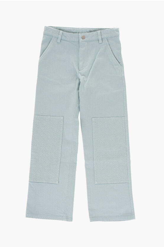 Dior Cotton Twill Jeans With Logo-button In Blue