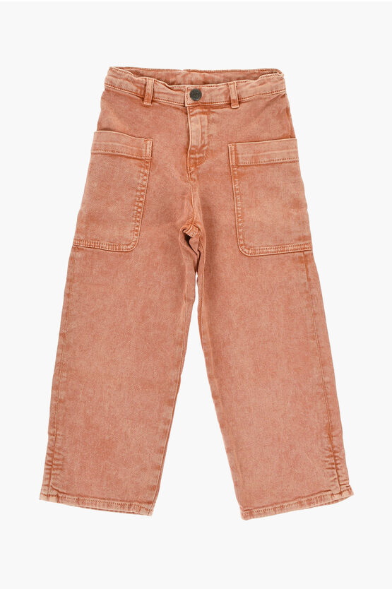 BONPOINT COTTON TWILL LOOPING PANTS WITH LOGOED BUTTON