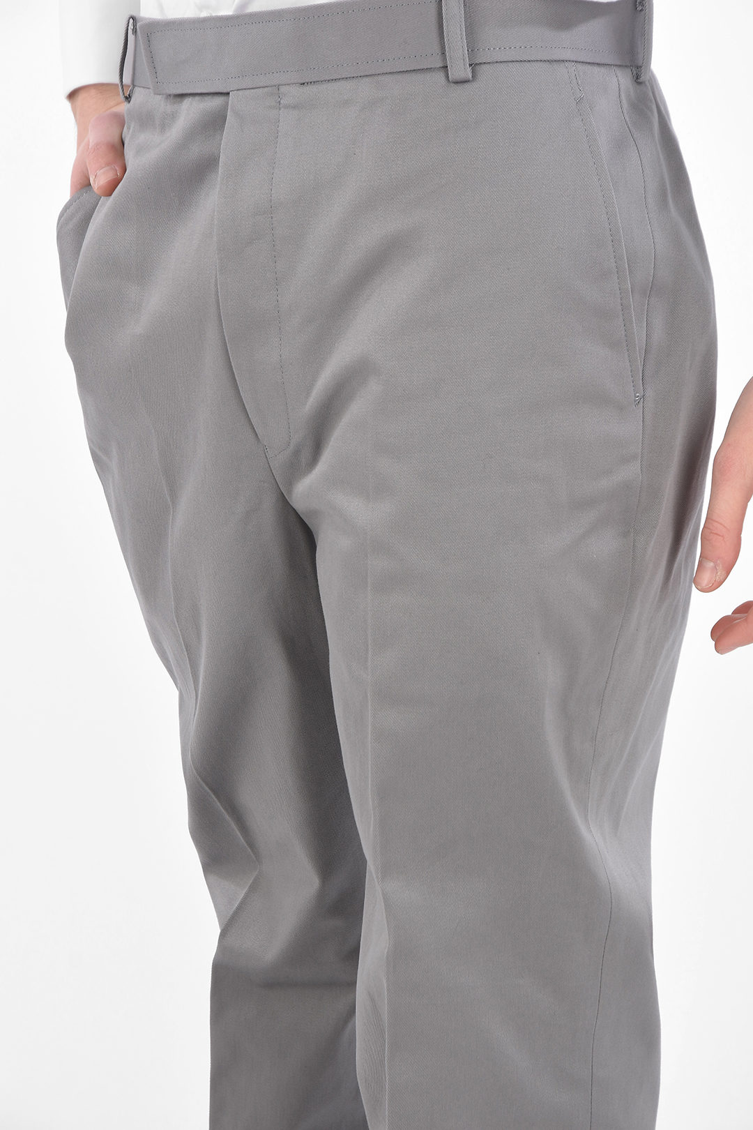 Thom Browne Cotton Twill Pants with Cuffed Hem men - Glamood Thom Browne Cotton Twill Pants with Cuffed Hem men - Glamood