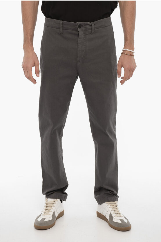Department 5 Cotton Twill Trousers With Hidden Closure In Black