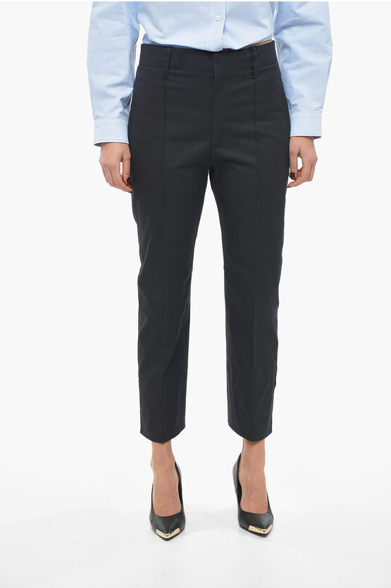 Bottega Veneta Cotton Twill Pants With Tapered Fit In Blue