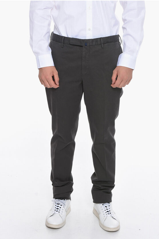 Incotex Cotton Twill Regular Waist Straight Trousers In Black