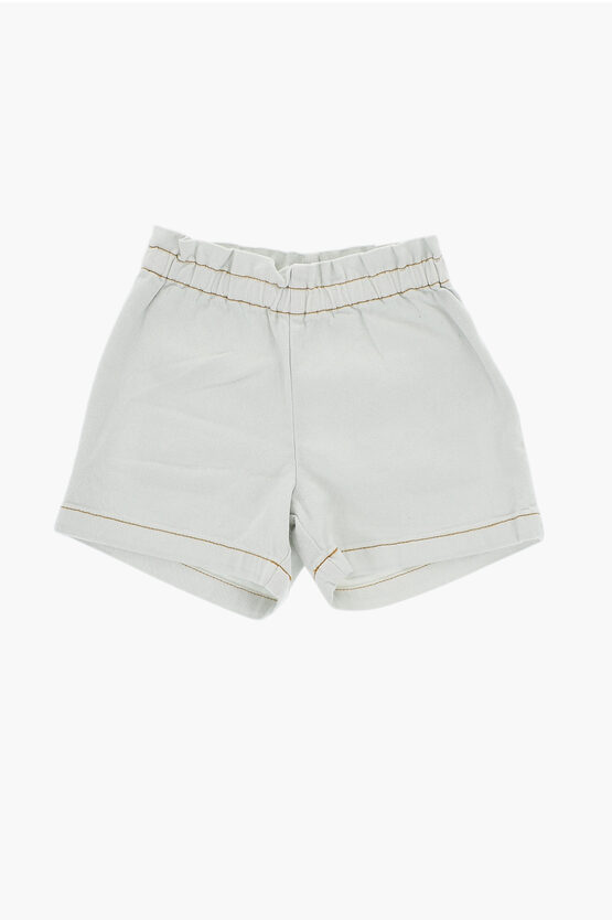 BONPOINT COTTON TWILL SHORTS WITH VISIBLE STITCHING