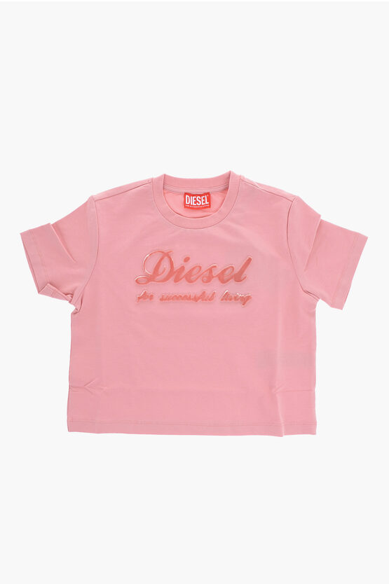 Shop Diesel Cotton Tyfrifsl Crew-neck T-shirt With Velvet Logo