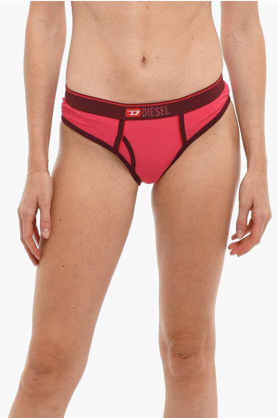 Diesel Cotton Ufpn-oxys Briefs With Contrasting Edges In Red