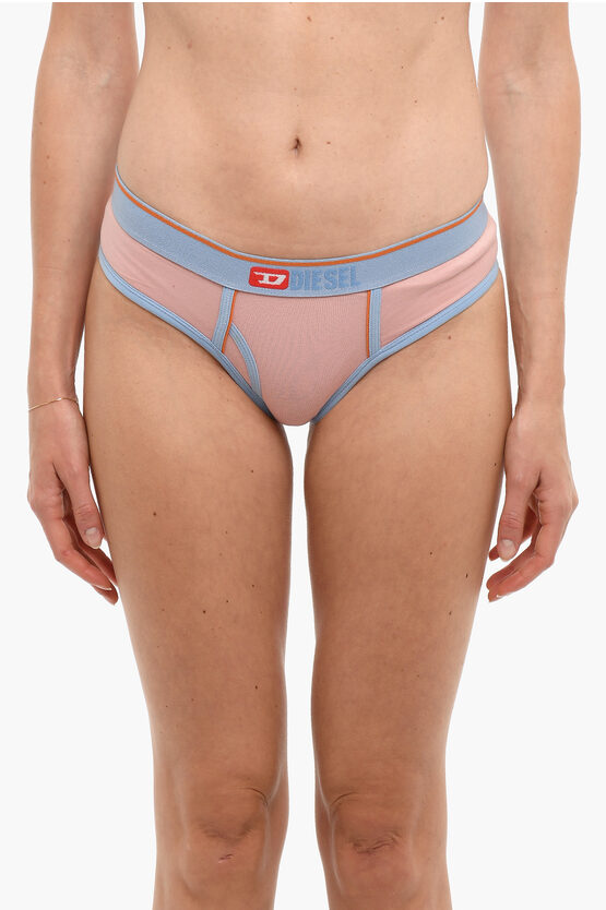 Diesel Cotton Ufpn-oxys Briefs With Contrasting Edges In Pink