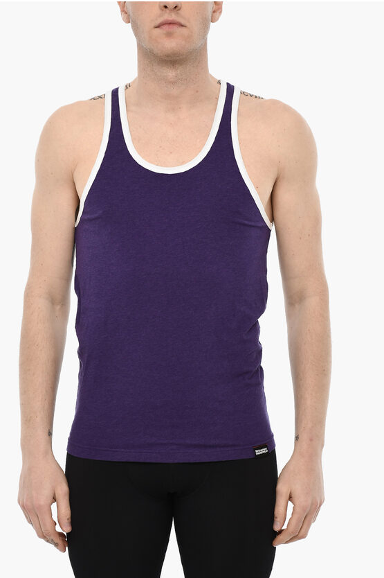 Dsquared2 Cotton Underwear Tank Top With Contrasting Trim