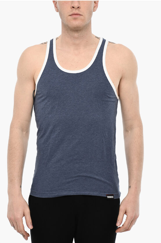Dsquared2 Cotton Underwear Tank Top With Contrasting Trim