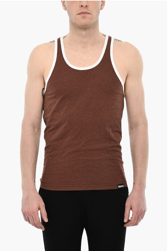 Dsquared2 Cotton Underwear Tank Top With Contrasting Trim