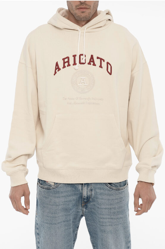 Shop Axel Arigato Cotton University Hoodie With Maxi Embroidery
