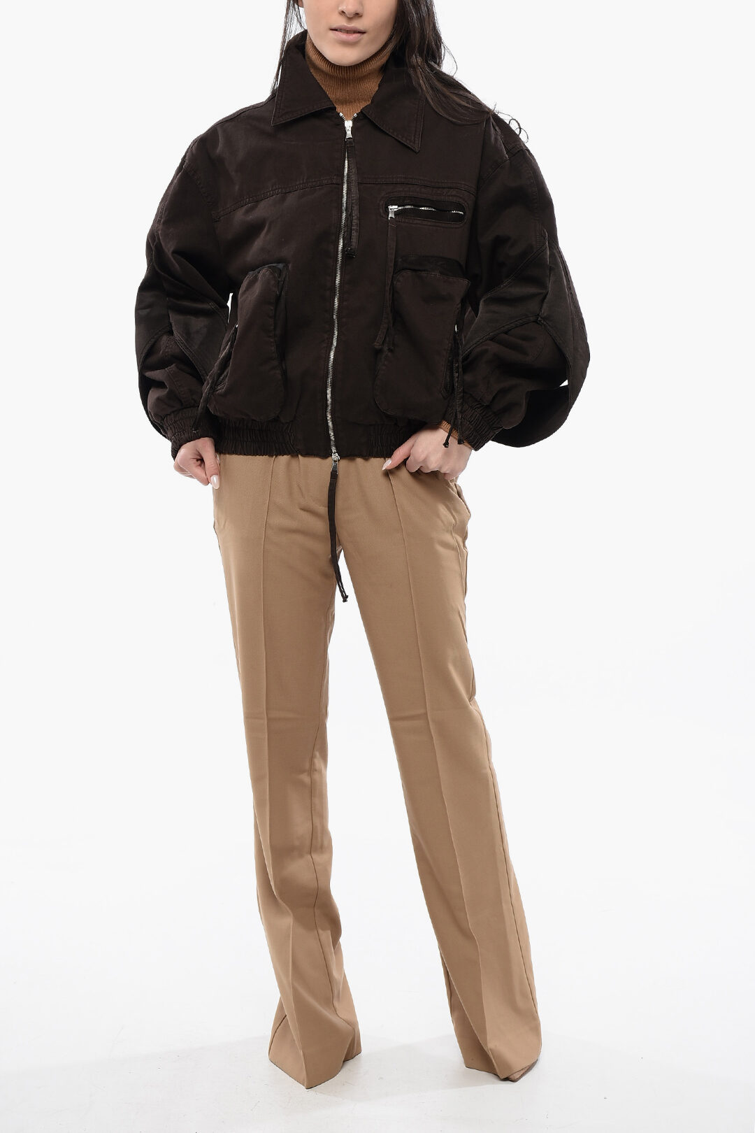 Bluemarine カーキ ジップアップジャケット　サイズS Bluemarine カーキ ジップアップジャケット サイズS