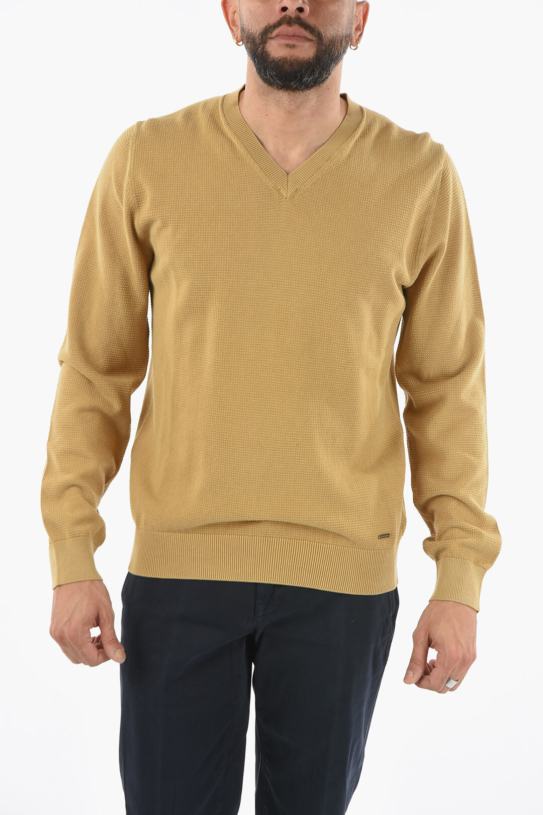 Woolrich Cotton V-Neck Sweater with Ribbed Cuff men Glamood Outlet