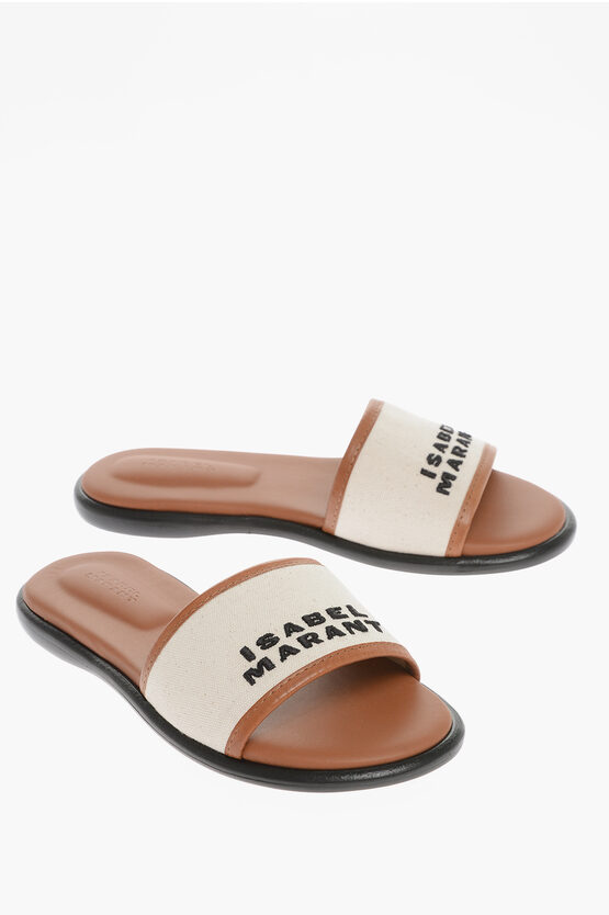 Shop Isabel Marant Cotton Vikee Sandals With Leather Trim