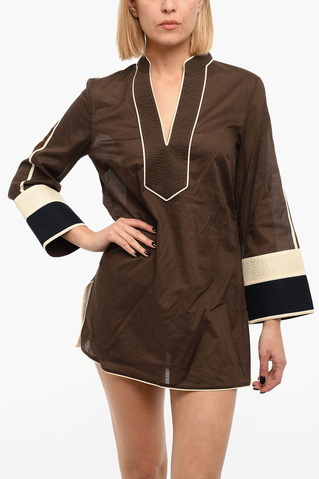 ワンピース TORY BURCH COTTON TUNIC DRESS Tory Burch balloon-sleeve Cotton Tunic Dress | Blue | FARFETCH