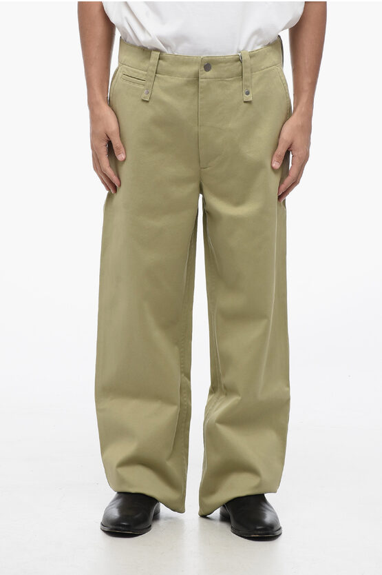 BURBERRY COTTON WIDE LEG PANTS WITH BELT LOOPS 