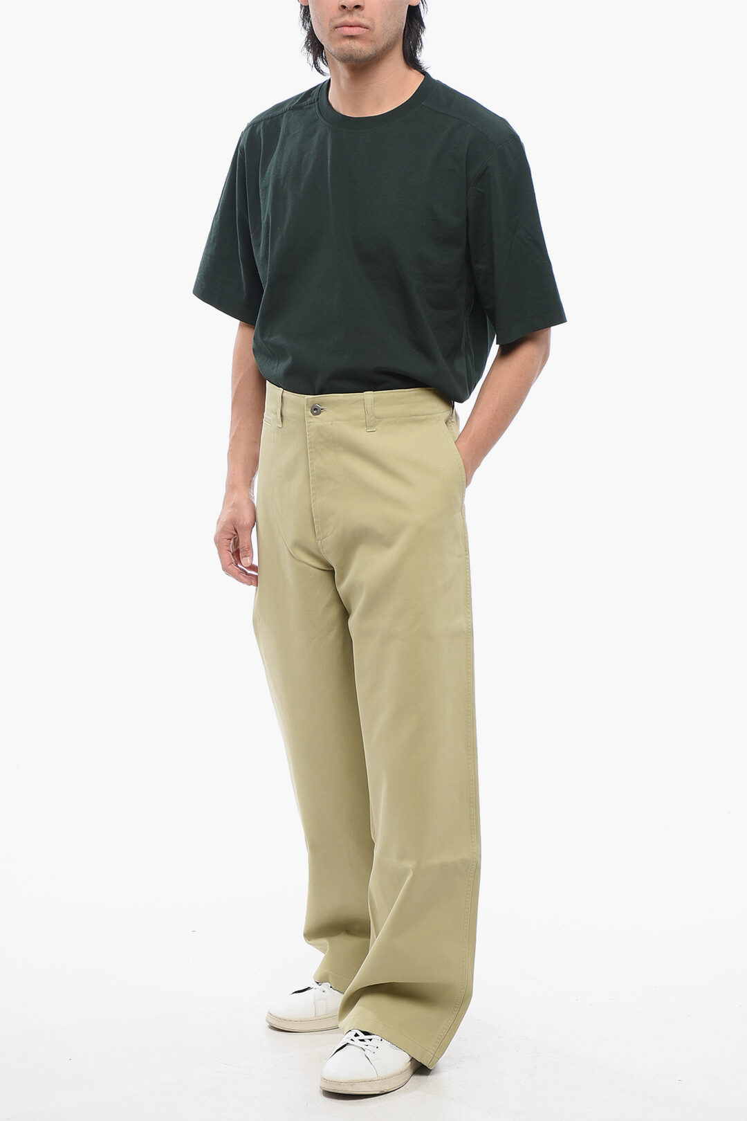 【関税&送料込】Burberry Cotton Wide-Leg Pants Burberry wide-leg Cotton Cargo Trousers | Neutrals | FARFETCH