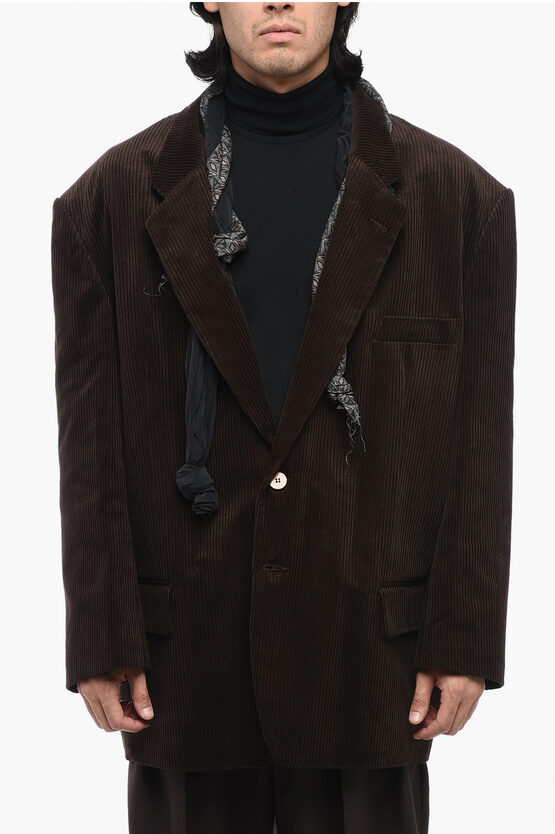 Shop Magliano Courdoroy Prof Big Coat With Foulard