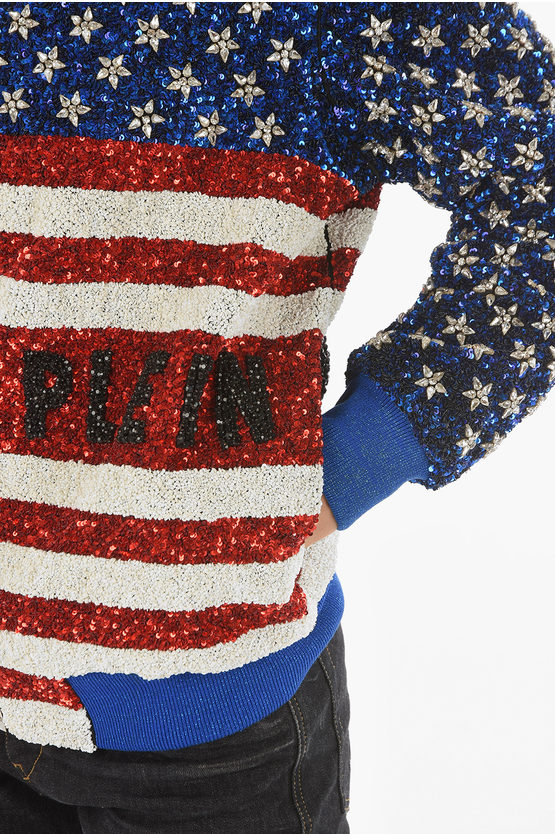 COUTURE All-Over Sequine and Crystal AMERICA Bomber Jacket