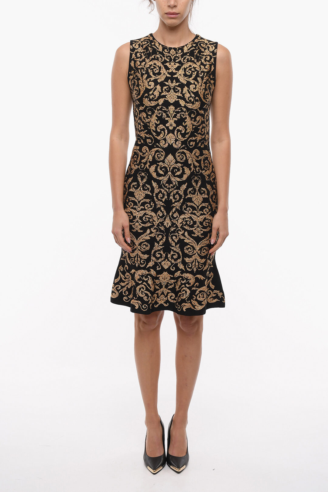 ワンピース MOSCHINO COUTURE Woman Dress Grey 04520541 1485 Moschino COUTURE! Baroque Motif Lurex Midi Dress women