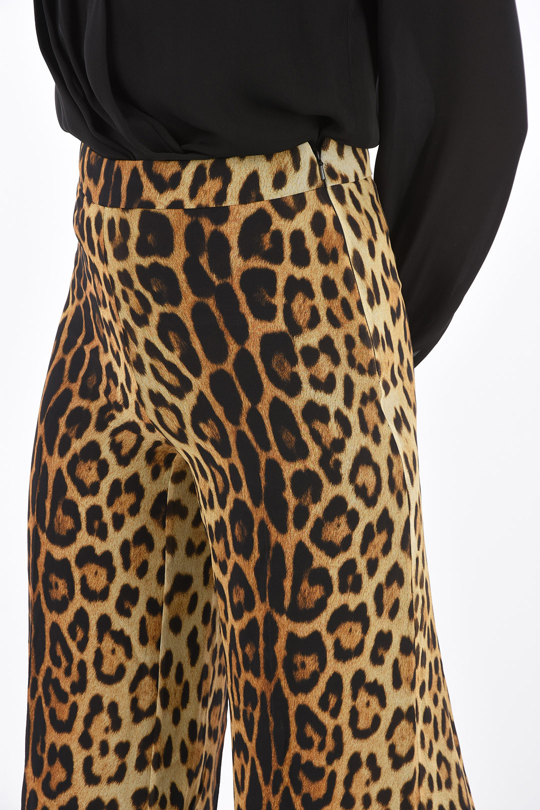 COUTURE! cheetah-print silk high-rise waist bootcut pants