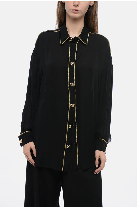 Shop Moschino Couture Chiffon Blouse With Jewel Buttons