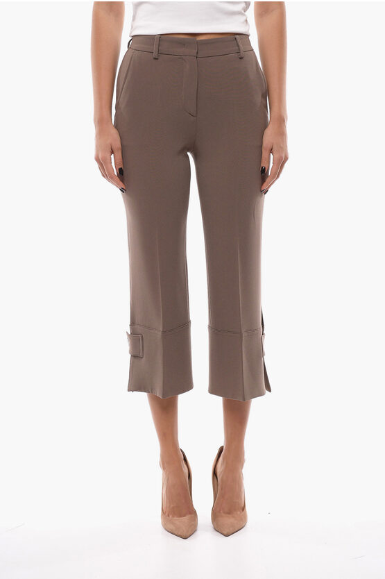 Alberto Biani Couture Cropped Fit Pants With Cuffs In Brown
