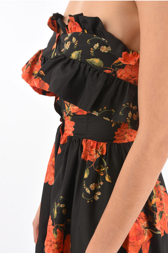 COUTURE floral-print silk APPEAL sweetheart neckline strapless dress