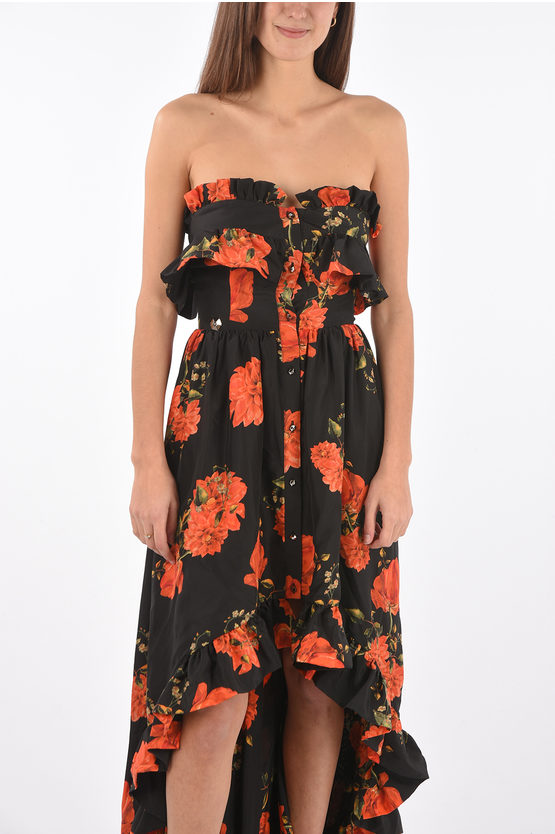 COUTURE floral-print silk APPEAL sweetheart neckline strapless dress