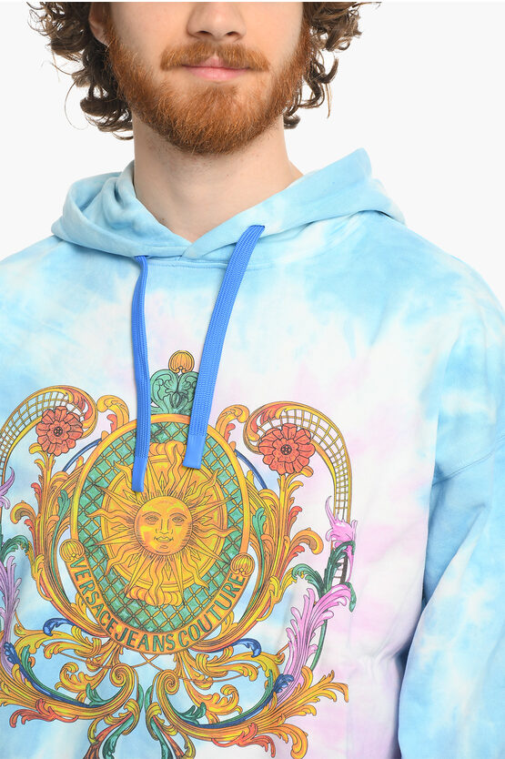 Versace COUTURE Front Maxi Logo Tie Dye Cotton Hoodie men