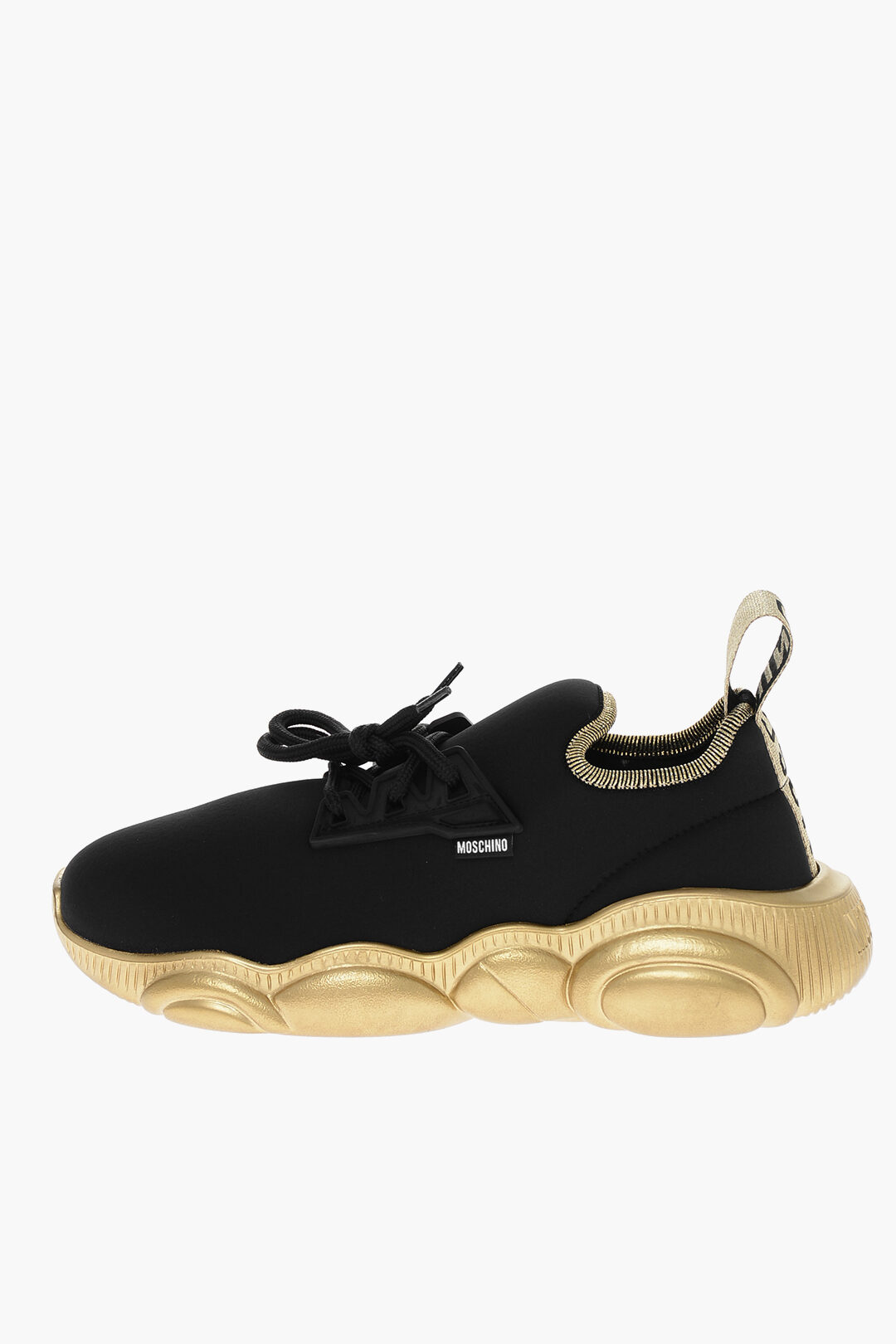 【関税&送料込】Moschino Shootie Cuban Heel Moschino COUTURE! Lace-up TOY Sneakers with Lamè Sole women