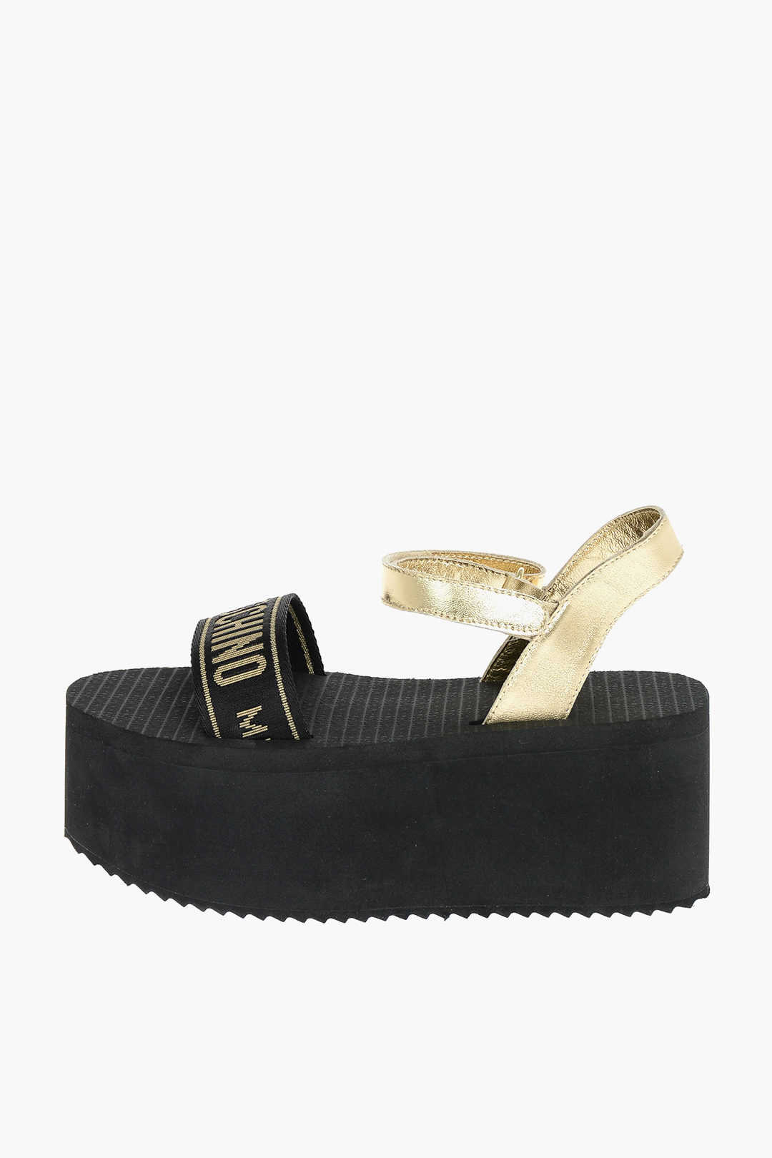 Moschino COUTURE! Logo Band Lamè Leather Platform Sandals women