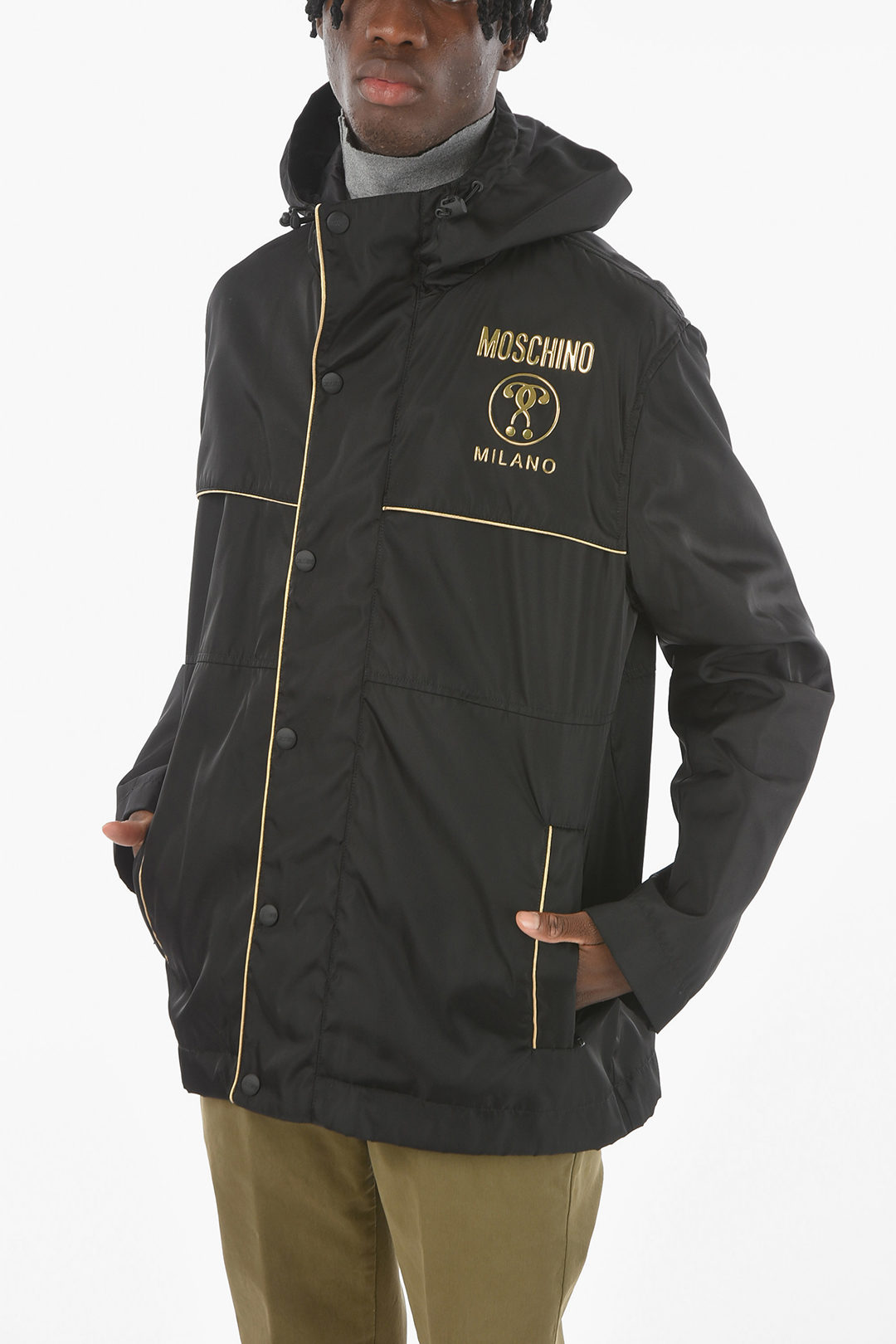 Moschino COUTURE! Logoed Hooded Windbreaker with Contrasting