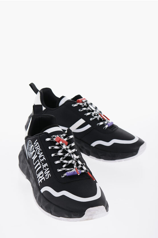 Shop Versace Couture Low-top Sneakers With Logo Print And Drwasrings