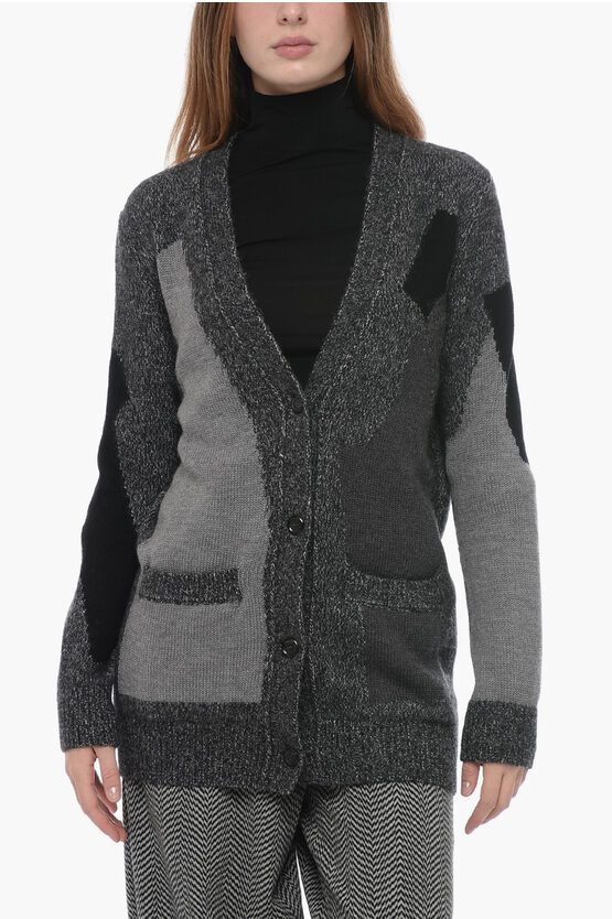 Moschino Knitted Cardigan In Grey