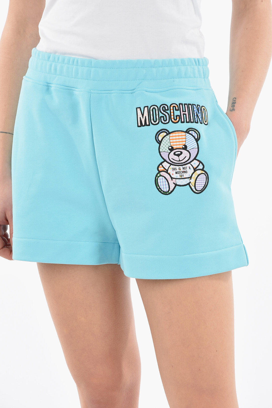 Moschino COUTURE Organic Cotton Jogger Shorts with TEDDY BEAR Logo Patch women Glamood Outlet