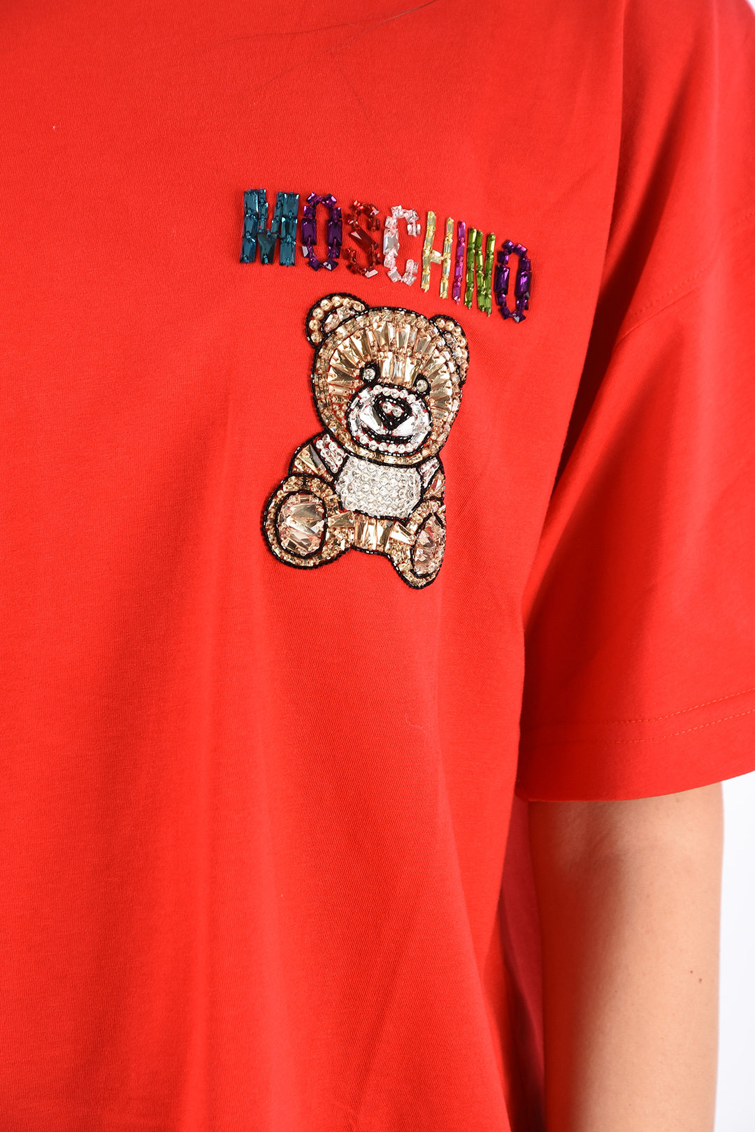 【関税＆送料込み】Moschino Rhinestone Logo T-Shirt Moschino rhinestone-embellished T-shirt | Black | FARFETCH CA