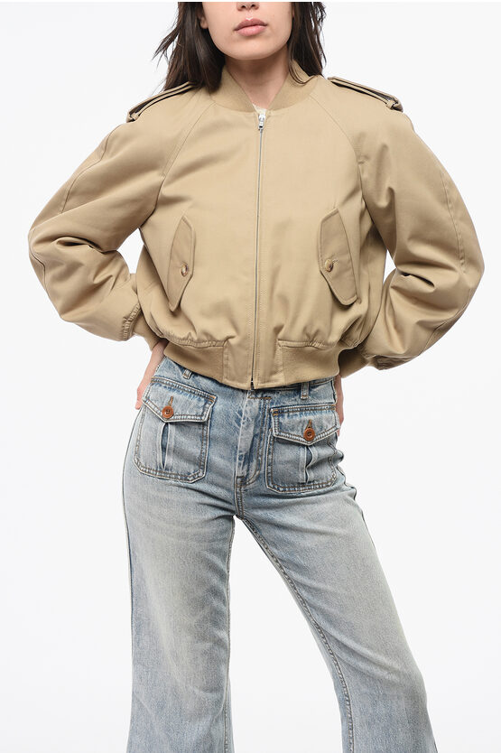 Moschino Couture! Solid Color Cropped Bomber With 2-pockets