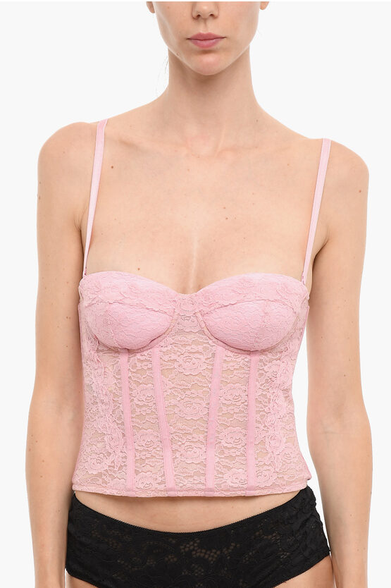 Moschino Couture! Solid Colour Lace Corset In Pink
