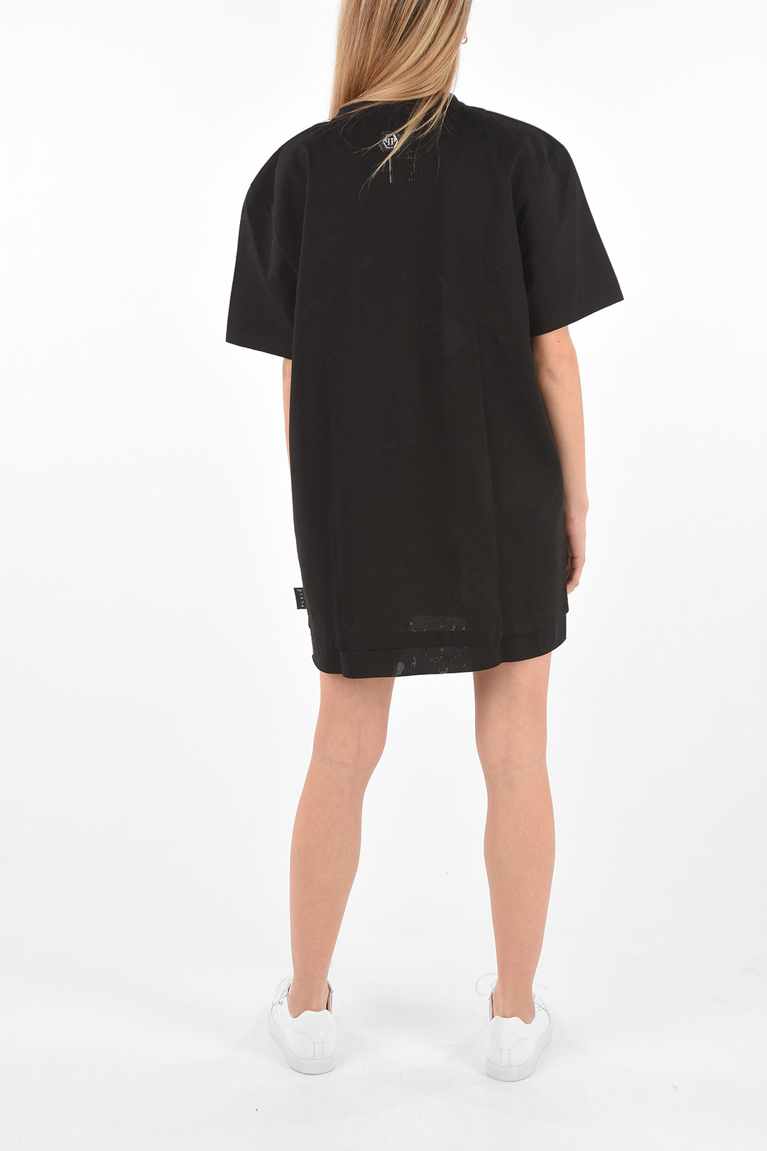 COUTURE T shirt Dress DESTROYED with Embossed Logo Print