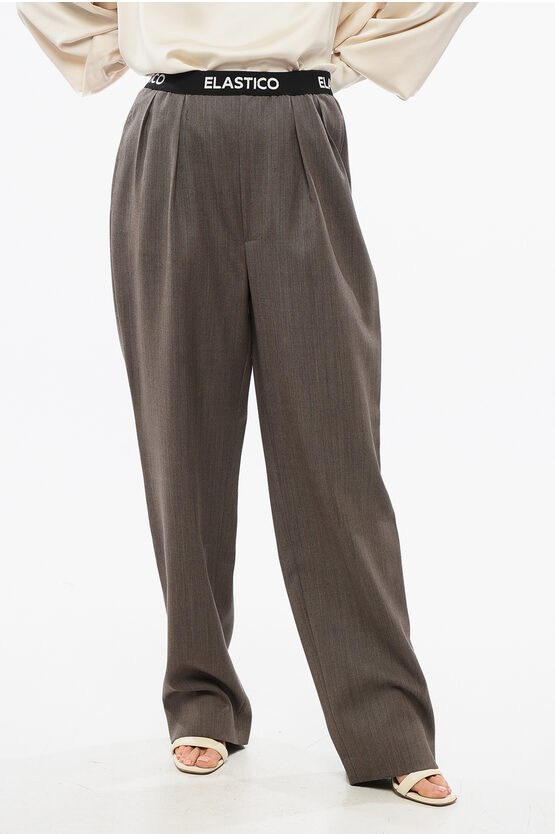 Moschino Elastic Waistband Pants In Brown