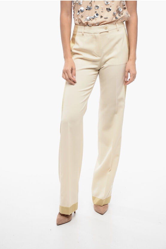 Moschino Couture Virgin Wool Tailoring Pants With Contrasting Detaili