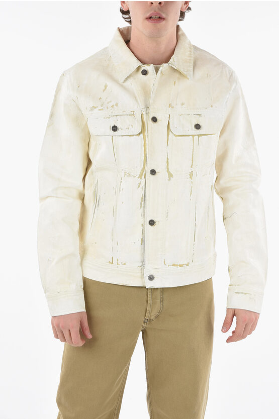 Diesel Crackle Effect D-barcy Bianchetto Jacket In Multi