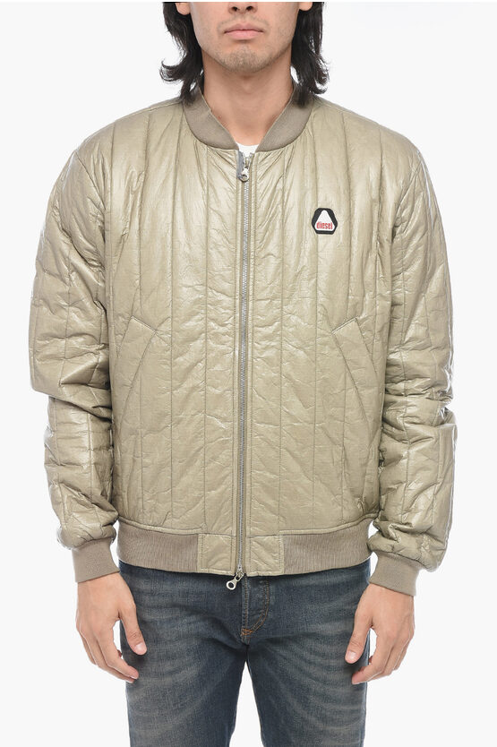 Diesel Craquelé J-roth Bomber Jacket In Neutral