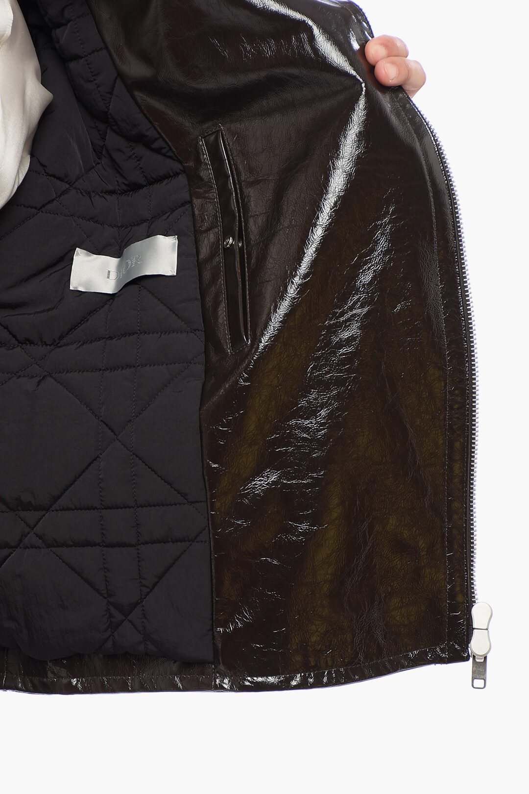 Dior Craquelé Leather Jacket with Side Zip men - Glamood Outlet